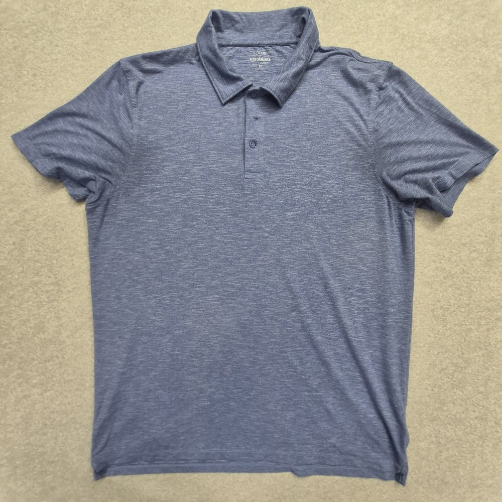 J. Crew Performance Polo Mens XL Blue Heathered Short Sleeve Collared Shirt Golf